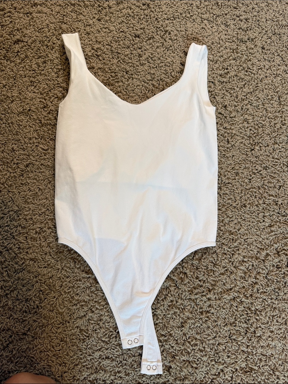Women's White V-Neck Snap-Crotch Bodysuit